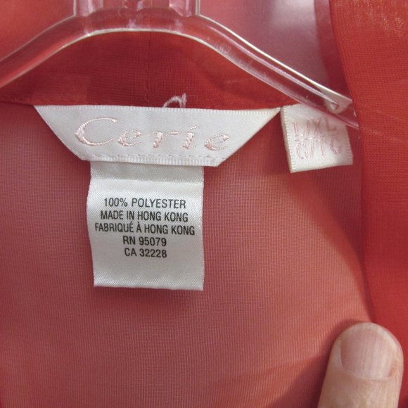 Cerie Long Red Sheer Polyester Robe Dressing Gown Peignoir Negligee Size L/XL - Picture 4 of 9